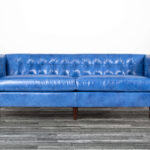 Buttoned sofa in Belmont Classic Blue leather by Classic Leather 