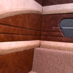 Rear panel of a 1939 Chevrolet Sedan in Saloon French Vanilla and Saloon Whiskey leather